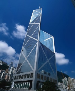 Close up view of the Bank of China Tower